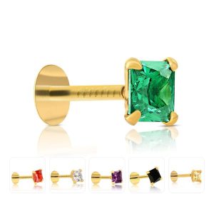 Zircon Stone Diamond Cut  Square Shape Nose Pin