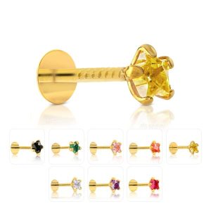 Zircon  Diamond Cut Stone  Star Shape Nose Pin