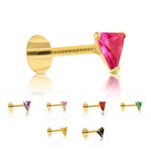 Zircon Stone  Diamond Cut Triangle Shape Nose Pin