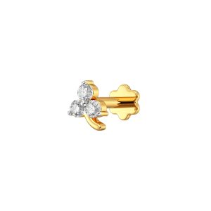 Three Stone Stylish Diamond Cut Nose Pin