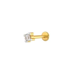 One Stone Diamond Cut four-Prong Nose Pin