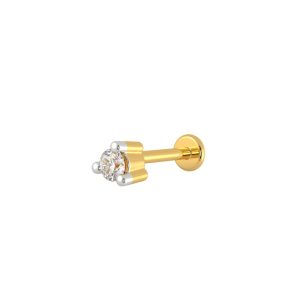 One Stone Diamond Cut three-Prong Nose Pin