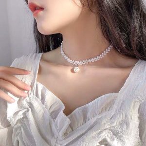 Pearl Pendantt Neck Chain Bead Necklace