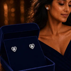 Love Shape Fashion Earrings Platinum Moissanite Stone