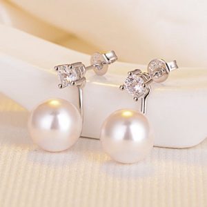 Korean Fashion Pearl Earrings With Stone