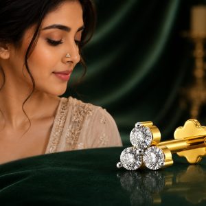 Three Stone Diamond Cut Nose Pin
