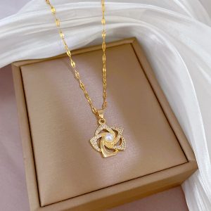 American Diamond GoldMix Pearl Pendant