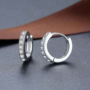 American Diamond Classic Silver Plated Hoop Fashion Earring