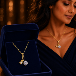 Leaf Type24k Gold Water Drop Pendant
