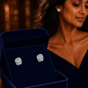 Diamond Cut 925 Silver Plated Four -Leaf Grass Earrings
