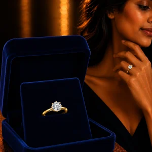 AD Stone Gold Water Drop Finger Ring-2822