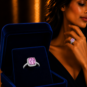 Diamond Cut S925 Silver One Caratson Stone Simulation Drill Princess Fang Bag Ring