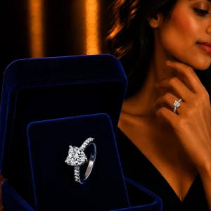 Diamond Cut Stone Peach Heart Open Ring